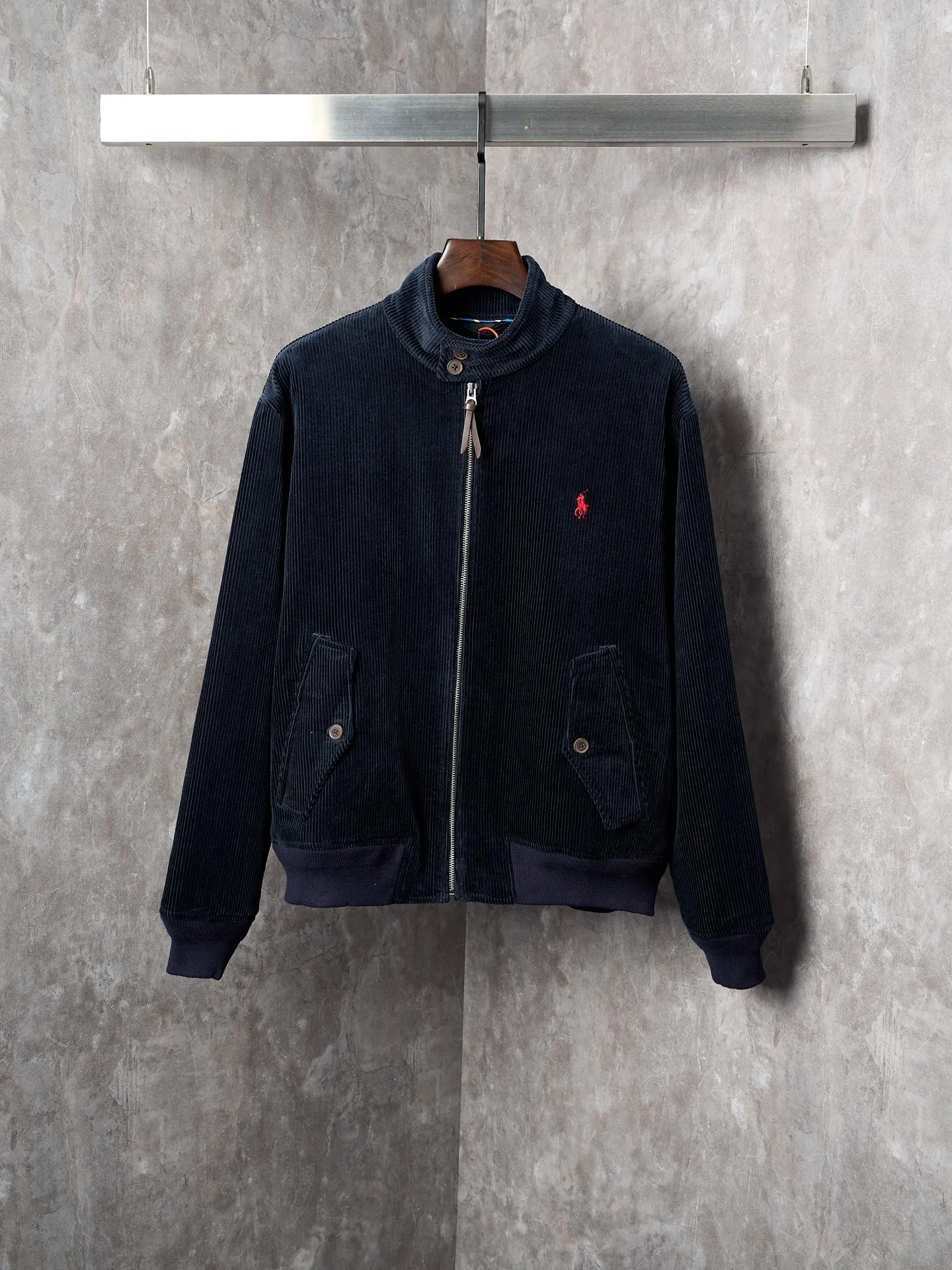 P550 Actual auction】Ralph Lauren/Ralph Lauren dark blue wide embroidered corduroy jacket [ready in stock] S M L XL